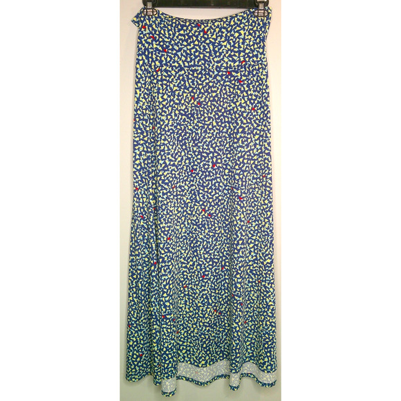 LuLaRoe Maxi Skirt Geometric Blue Yellow with Red Triangles Women's 2x - Picture 1 of 8